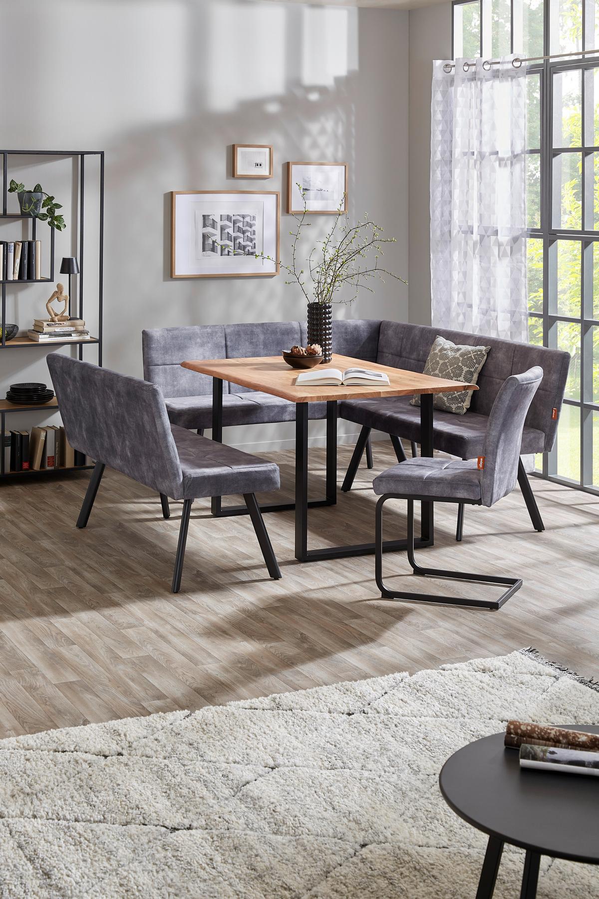 Kotna Klop Milos, Siva - siva/črna, Moderno, kovina/tekstil (150/190cm)