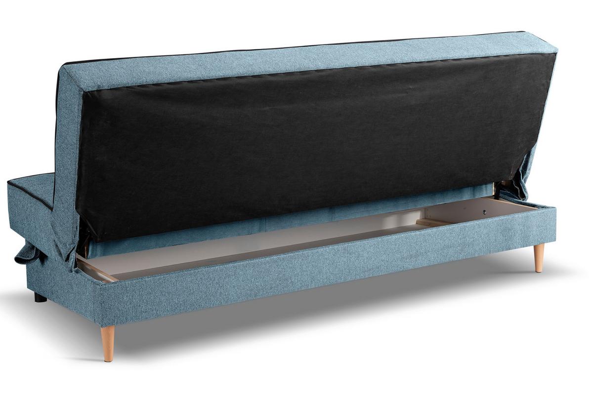 Schlafsofa Bono Blau - Blau/Hellbraun, Basics, Holz/Textil (199/91/91cm) - MID.YOU