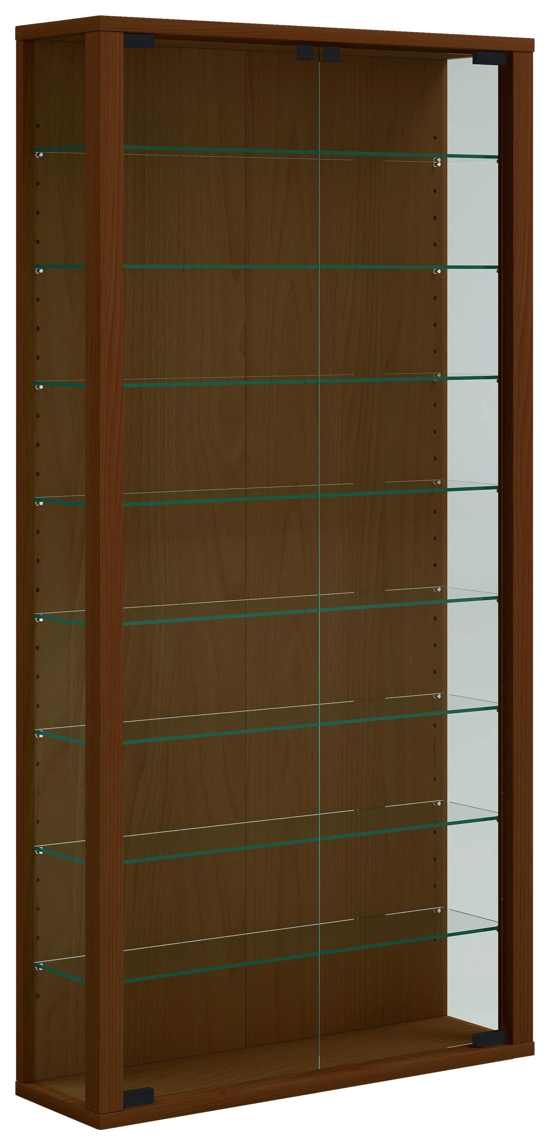 Vitrina Vitrosa Maxi, Barva Oreha, Osvetlitev - črna/barve oreha, Design, umetna masa/steklo (59/114/18cm) - MID.YOU