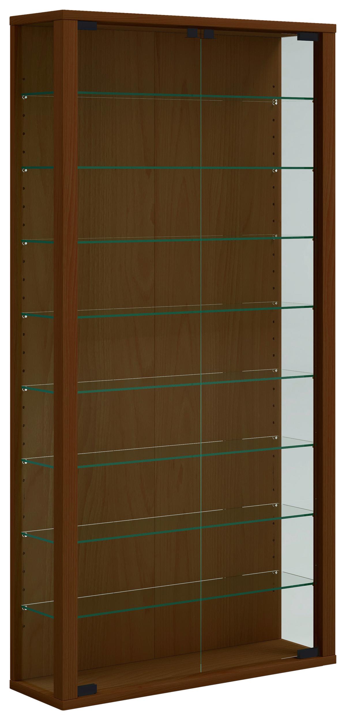 VITRINE VITROSA MAXI LED - Nussbaumfarben/Schwarz, Design, Glas/Holzwerkstoff (59/114/18cm) - MID.YOU
