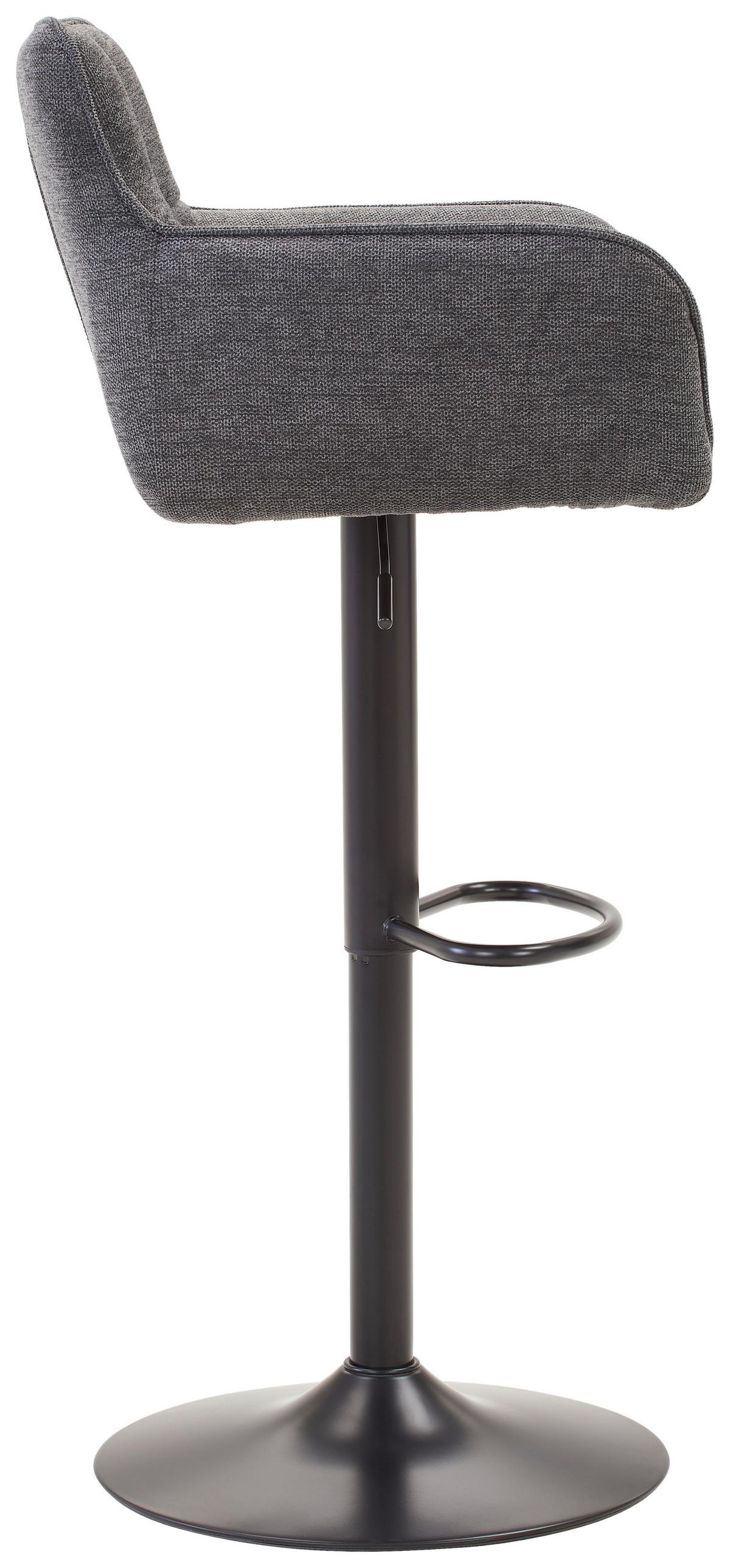 STOŁEK BAROWY LUIGI - czarny/szary, Modern, metal/tkanina (54,5/111,5/51,5cm) - Livetastic