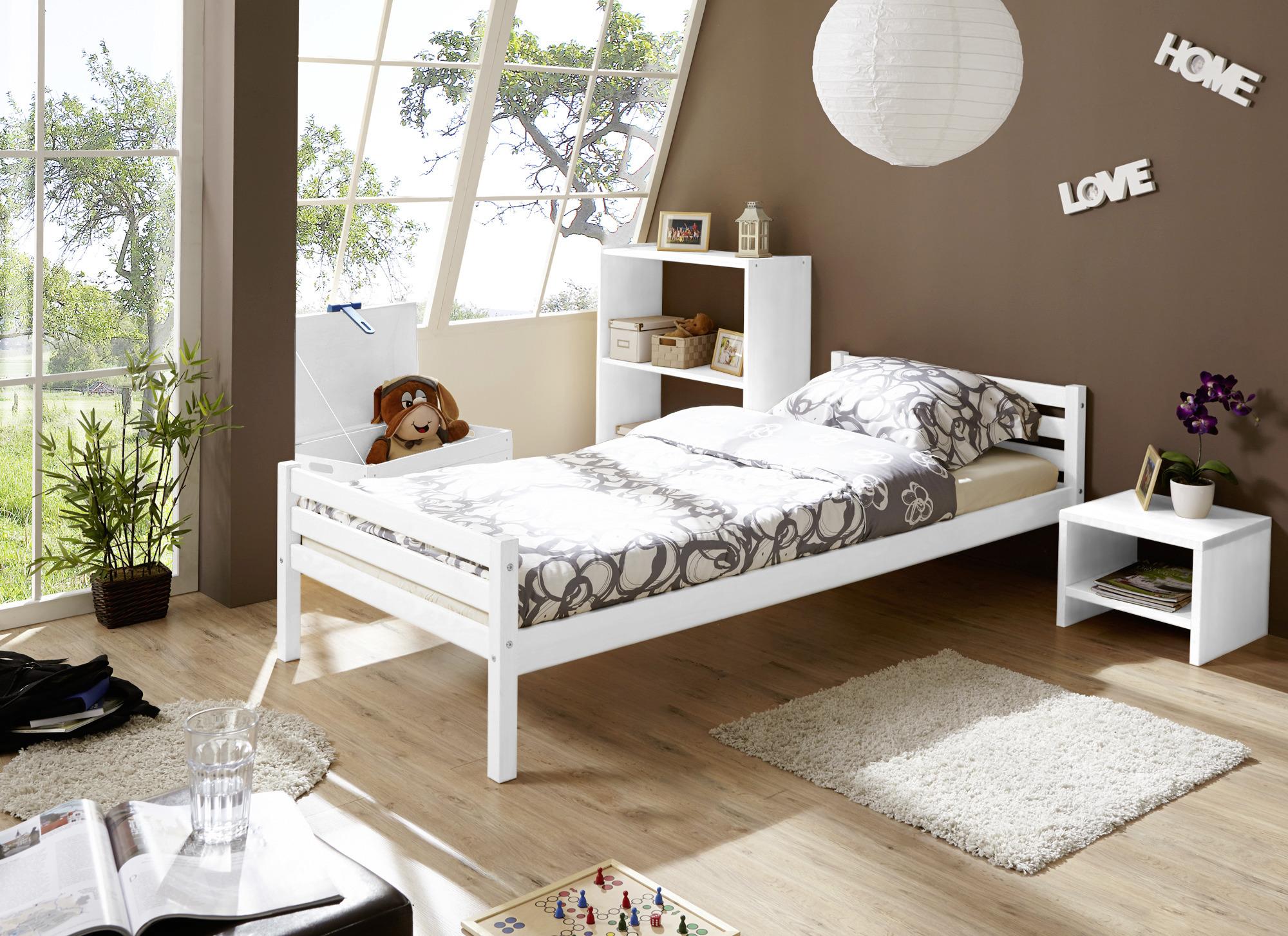 Bett "Nadine", aus Kiefer, weiß - Weiß, KONVENTIONELL, Holz (90/200cm) - MID.YOU