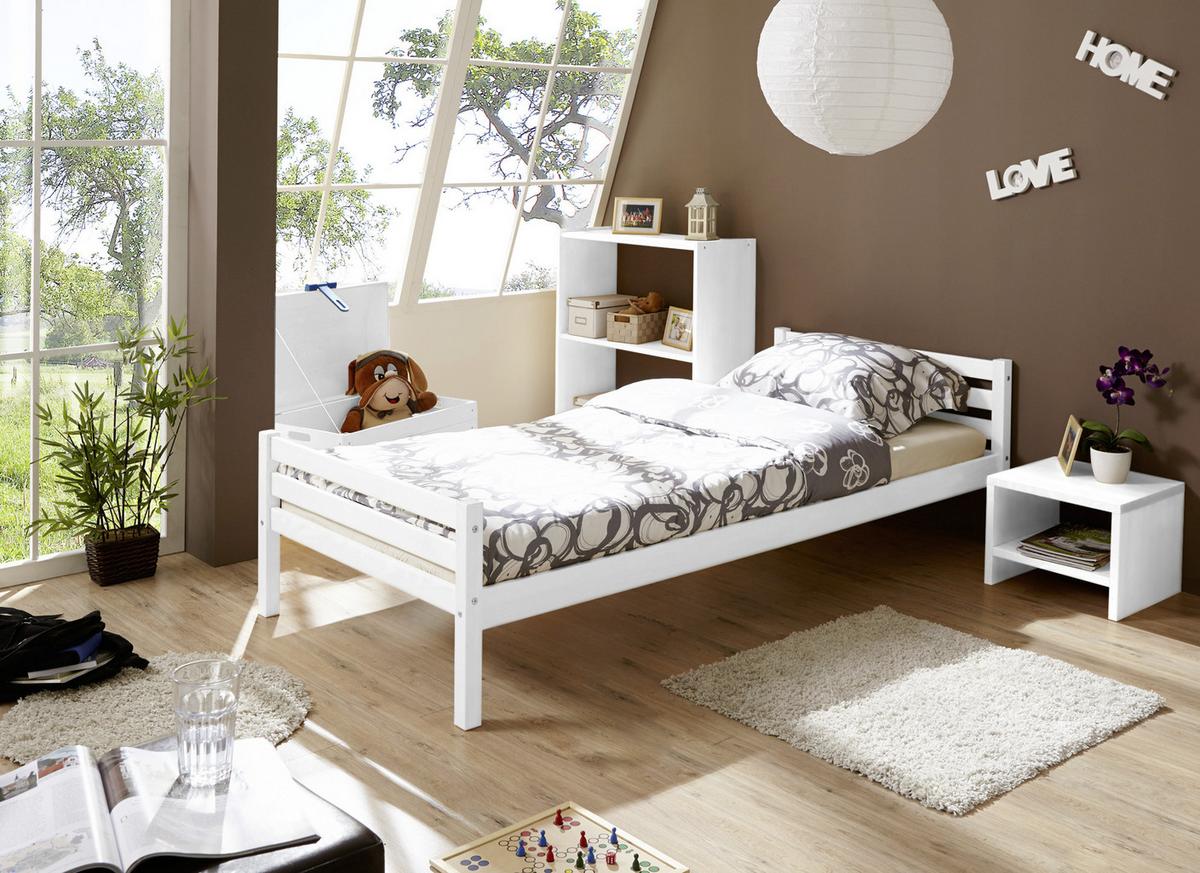 Bett "Nadine", aus Kiefer, weiß - Weiß, KONVENTIONELL, Holz (90/200cm) - MID.YOU