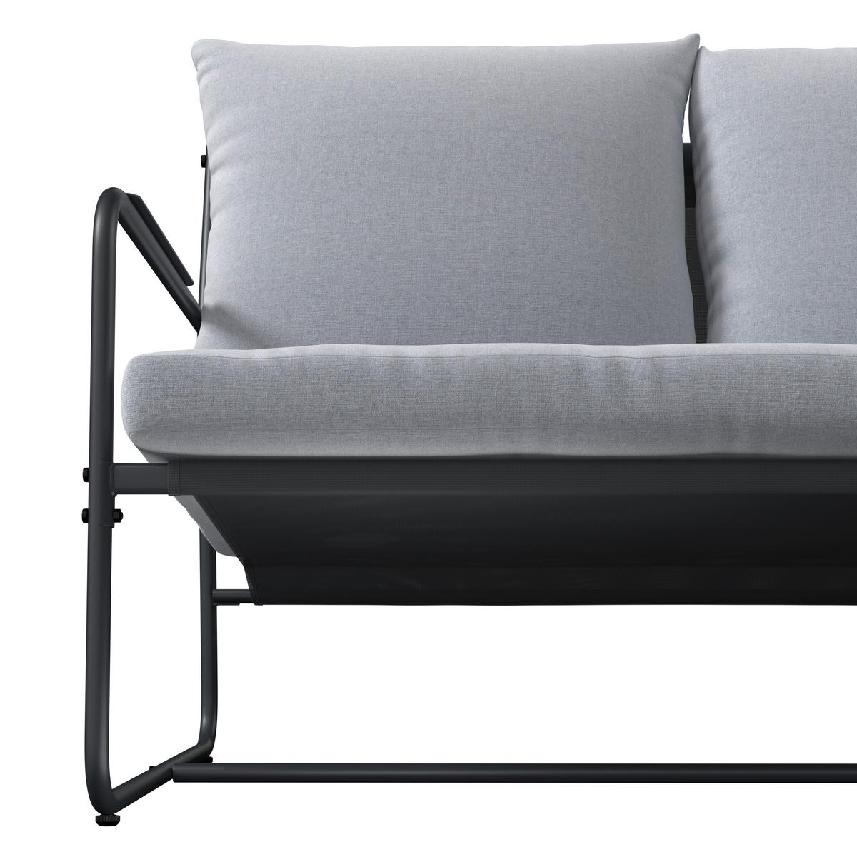 Gartenset Koni Hellgrau/Dunkelgrau, 5-teilig - Dunkelgrau/Hellgrau, Basics, Textil/Metall