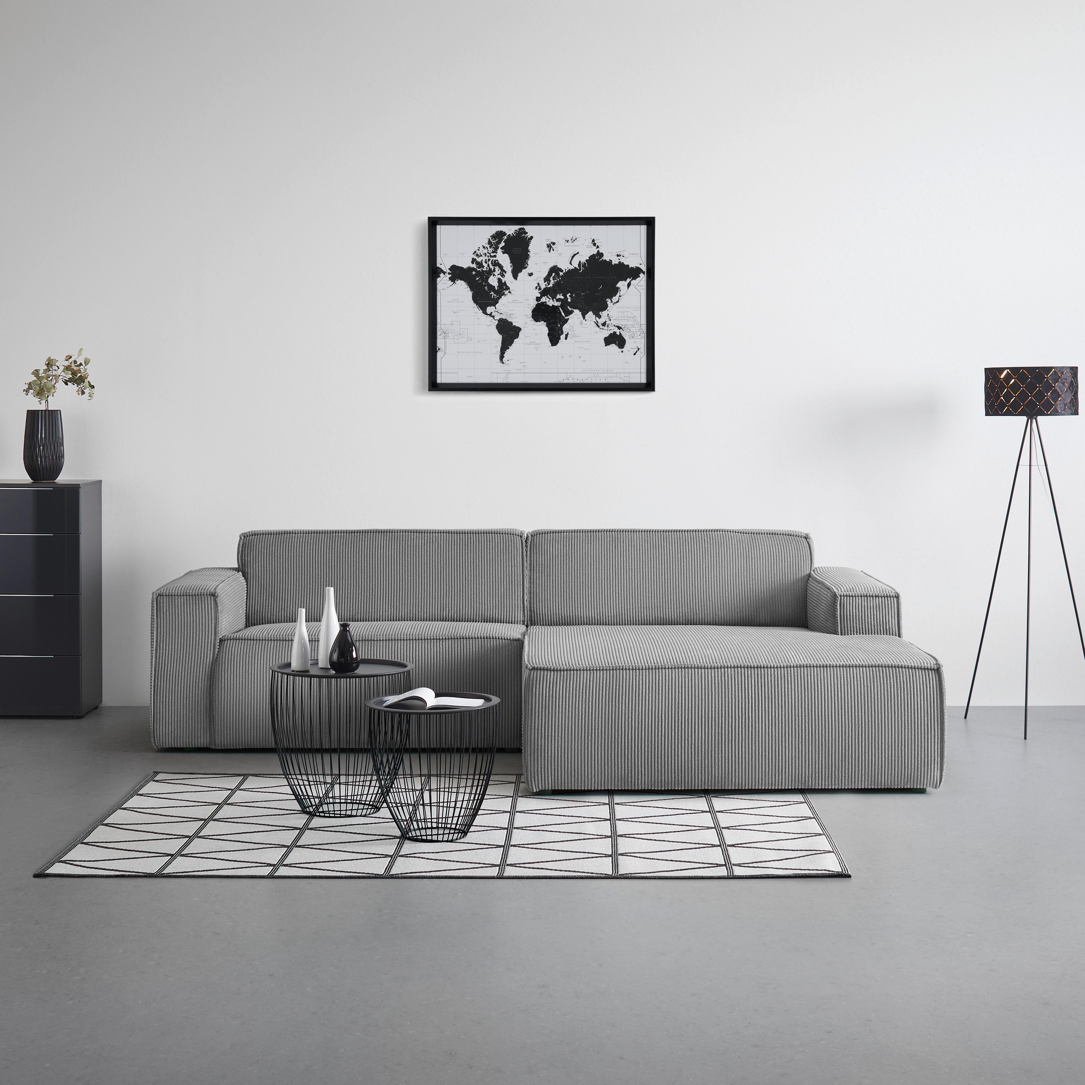 Wohnlandschaft Loft Grau - Schwarz/Grau, MODERN, Kunststoff/Textil (265/75/172cm) - Mömax