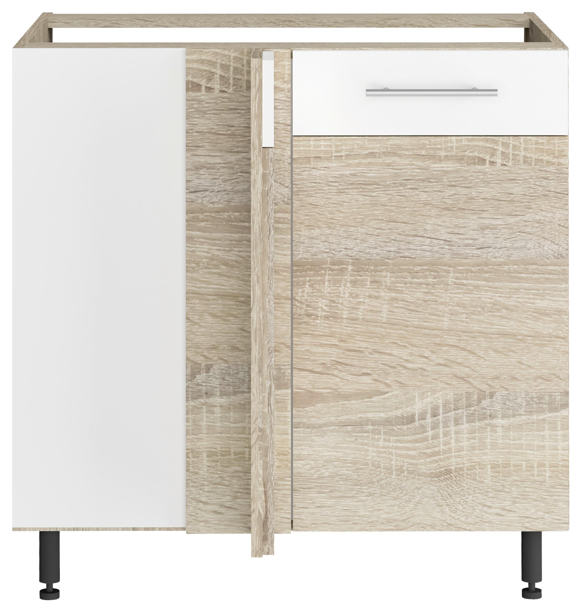 Ormar Kutni Donji Corina - bijela/hrast Sonoma, Moderno, metal/drvo (80(100)/82,4/58cm) - Based