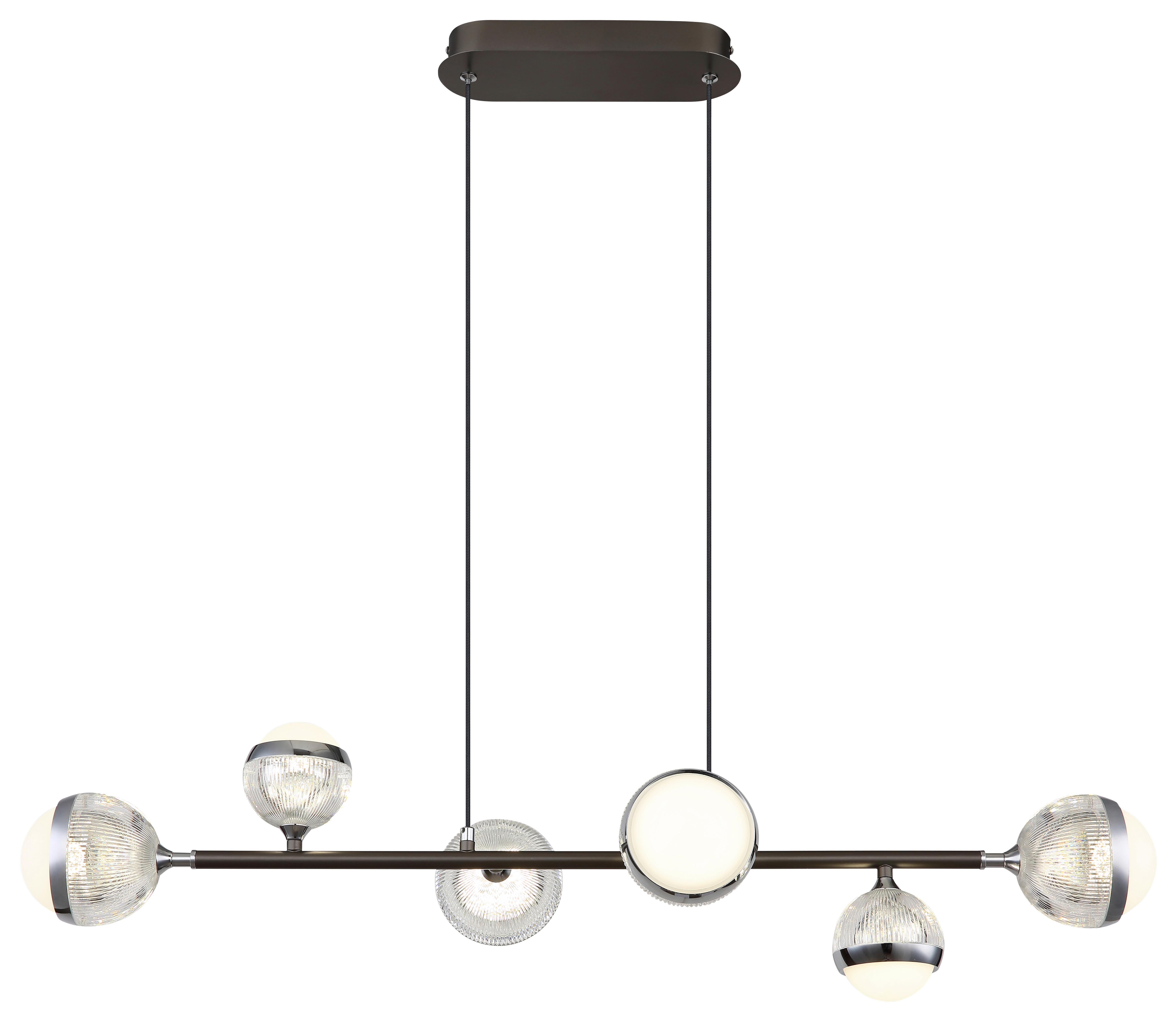 LED-Hängeleuchte Untsy Chrom-/Titanfarben max.42 Watt - Chromfarben/Klar, KONVENTIONELL, Kunststoff/Metall (91/28cm) - Globo