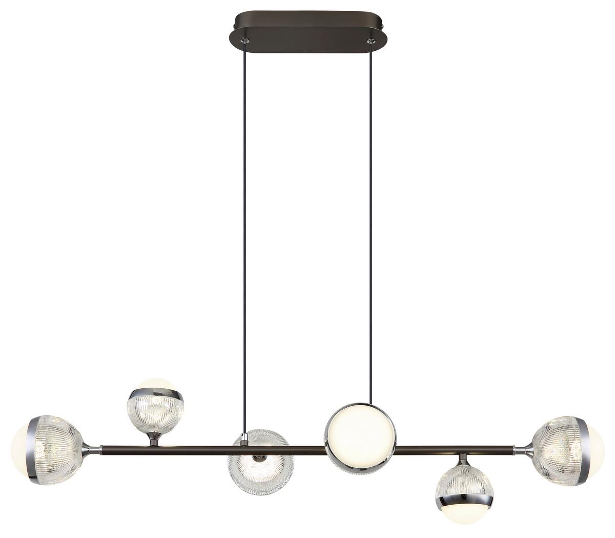 LED-Hängeleuchte Untsy Chrom-/Titanfarben max.42 Watt - Chromfarben/Klar, KONVENTIONELL, Kunststoff/Metall (91/28cm) - Globo