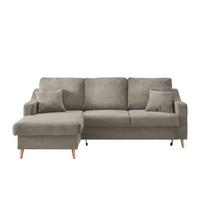Ecksofa Valentina Graubraun Cord - Graubraun/Naturfarben, Design, Holz/Textil (150/228cm) - P & B
