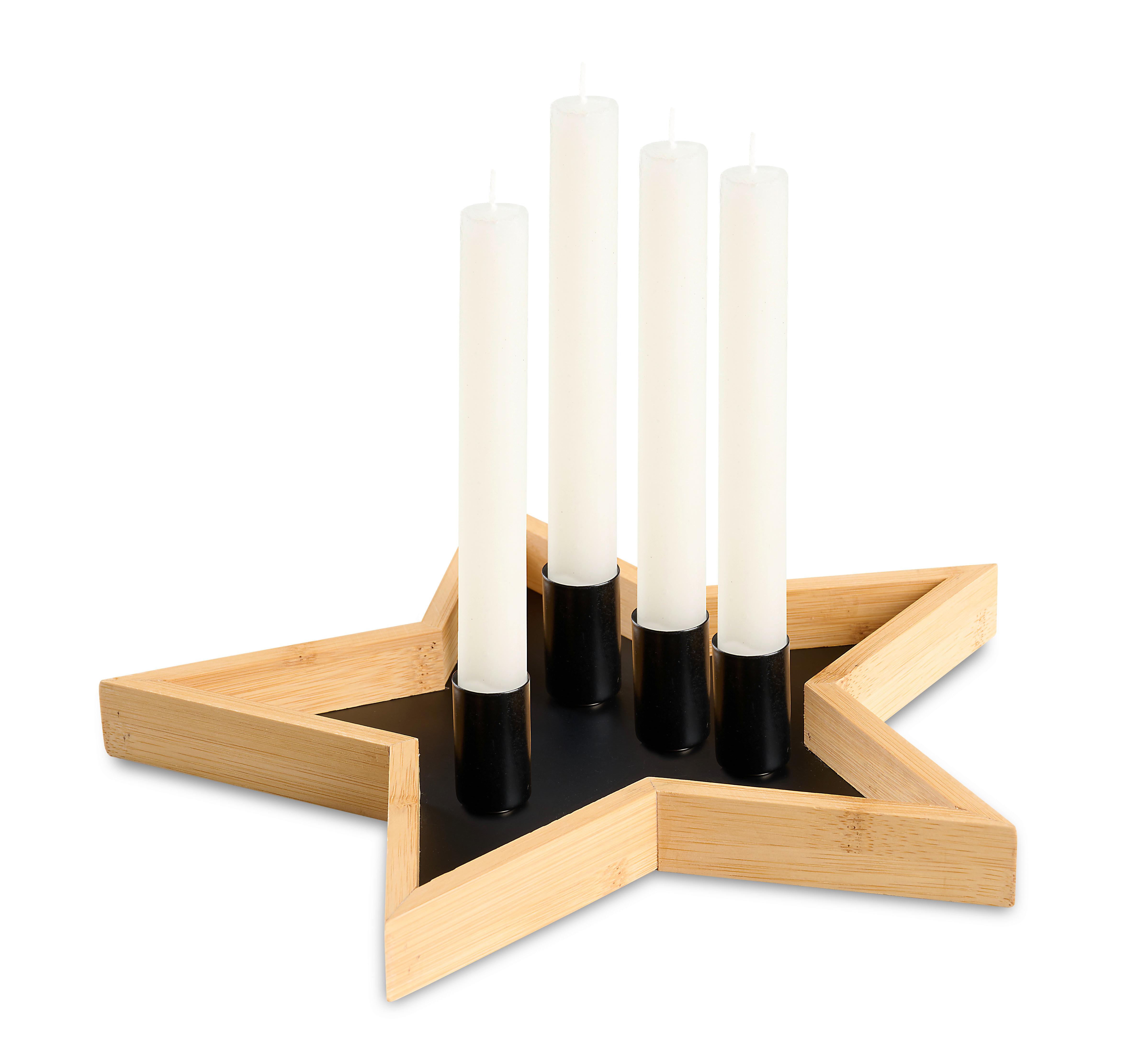 Kerzenteller Maja Naturfarben/Schwarz - Schwarz/Naturfarben, KONVENTIONELL, Holz/Metall (28,5/2,5/27,5cm) - Modern Living