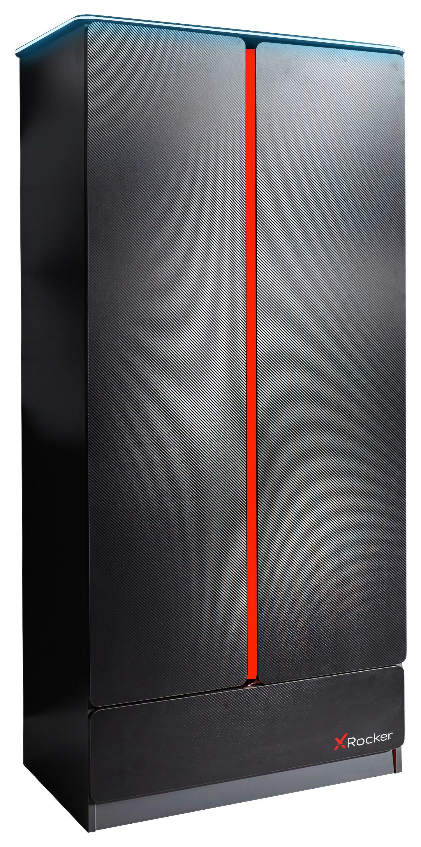 Kleiderschrank Carbon-Tek ca. 79x181x51,5cm Schwarz/Rot - Rot/Schwarz, MODERN, Holzwerkstoff (79/181/51,5cm) - X Rocker