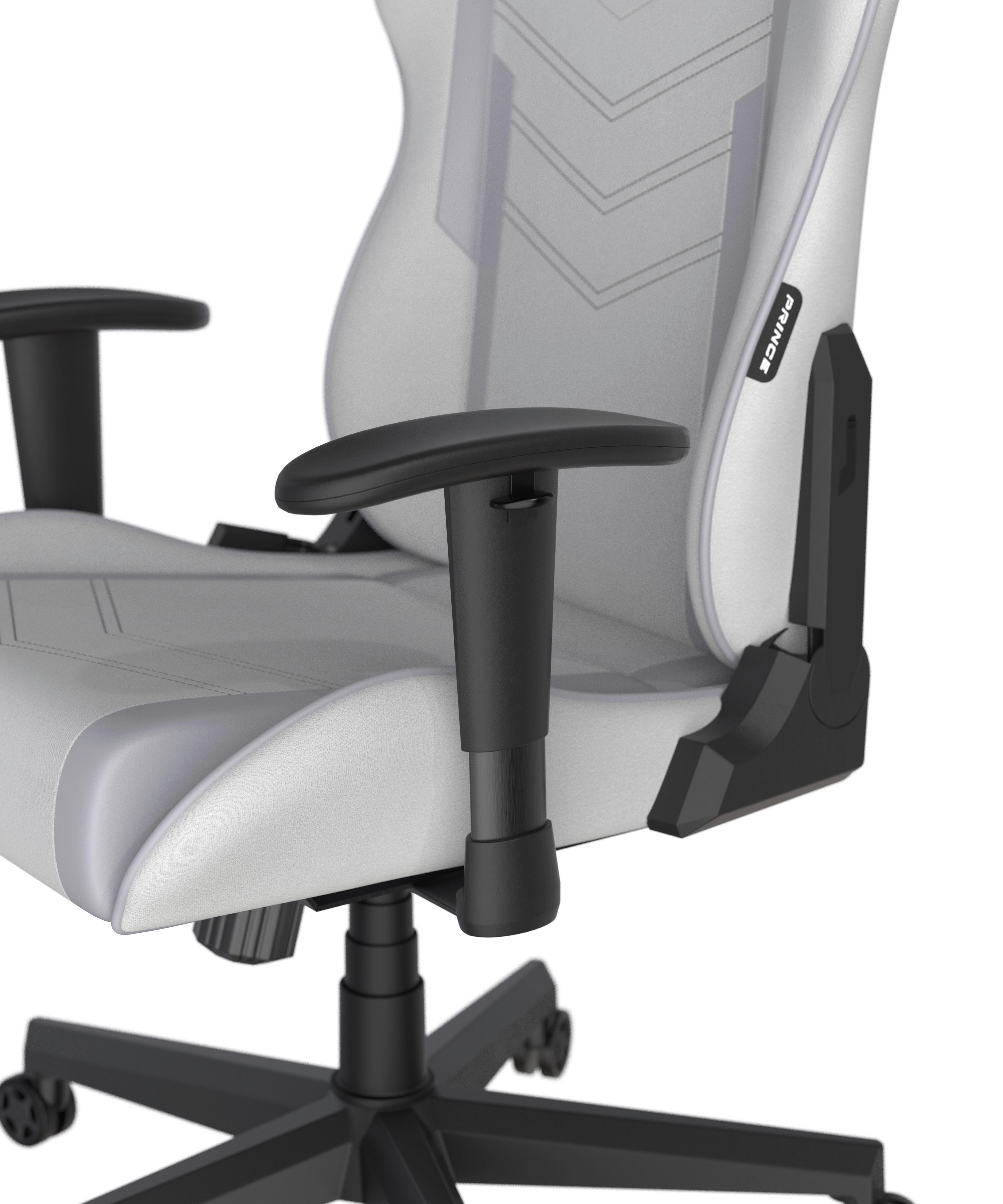GAMINGSTOL PRINCE - vit/grå, Modern, textil/plast (67/126/67cm) - Dxracer