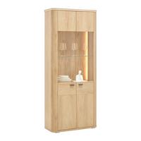 Vitrine Lagos Eichefarben - Eichefarben/Anthrazit, MODERN, Glas/Holzwerkstoff (89,2/209,5/37,5cm) - Premium Living