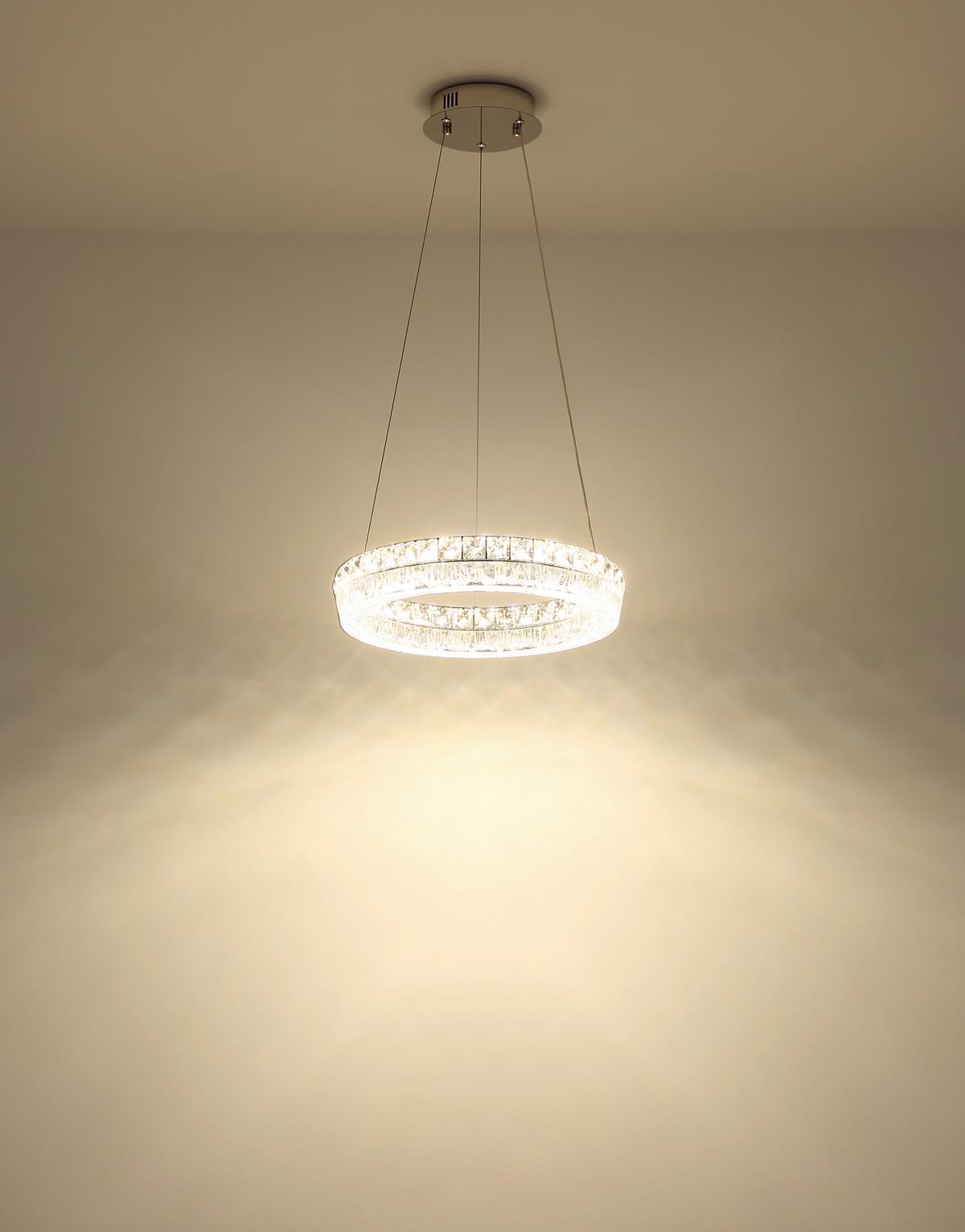 Led Viseća Svjetiljka Laurel - prozirno/boje kroma, Konvencionalno, staklo/metal (40/120cm) - Globo