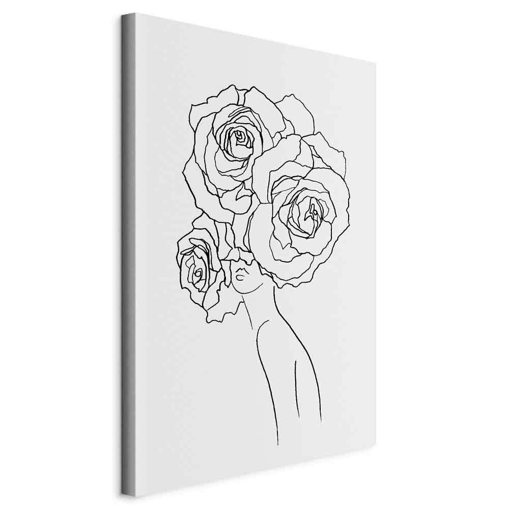 Slika Na Platnu Fancy Roses - črna/bela, Basics, tekstil/les (60/90/1,2cm) - artgeist