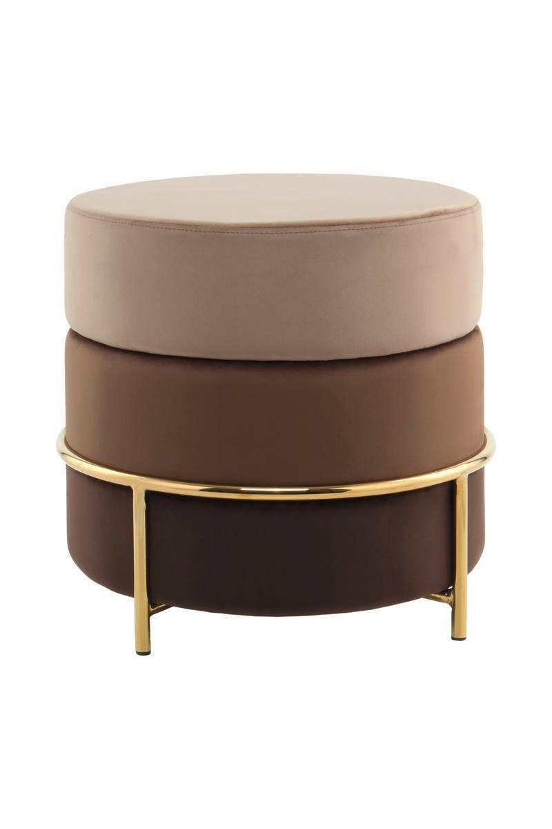 Hocker Creme/Braun ca. 48,5x46 cm - Goldfarben/Braun, Basics, Holzwerkstoff/Textil (48,5/46/48,5cm) - Kayoom