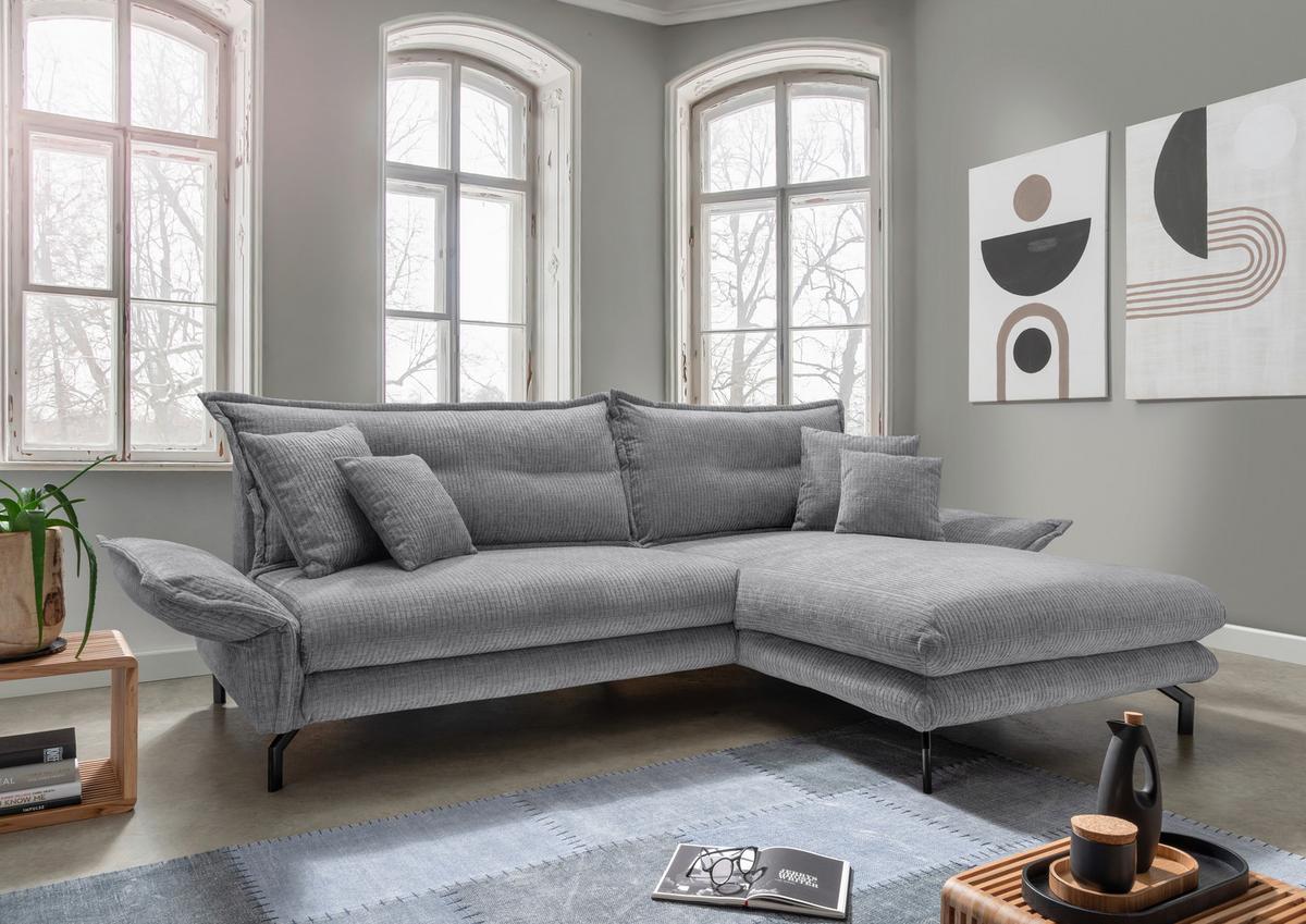 Ecksofa Lava ca. 255x180 cm Grau - Schwarz/Grau, Design, Textil/Metall (255/180cm) - Livetastic