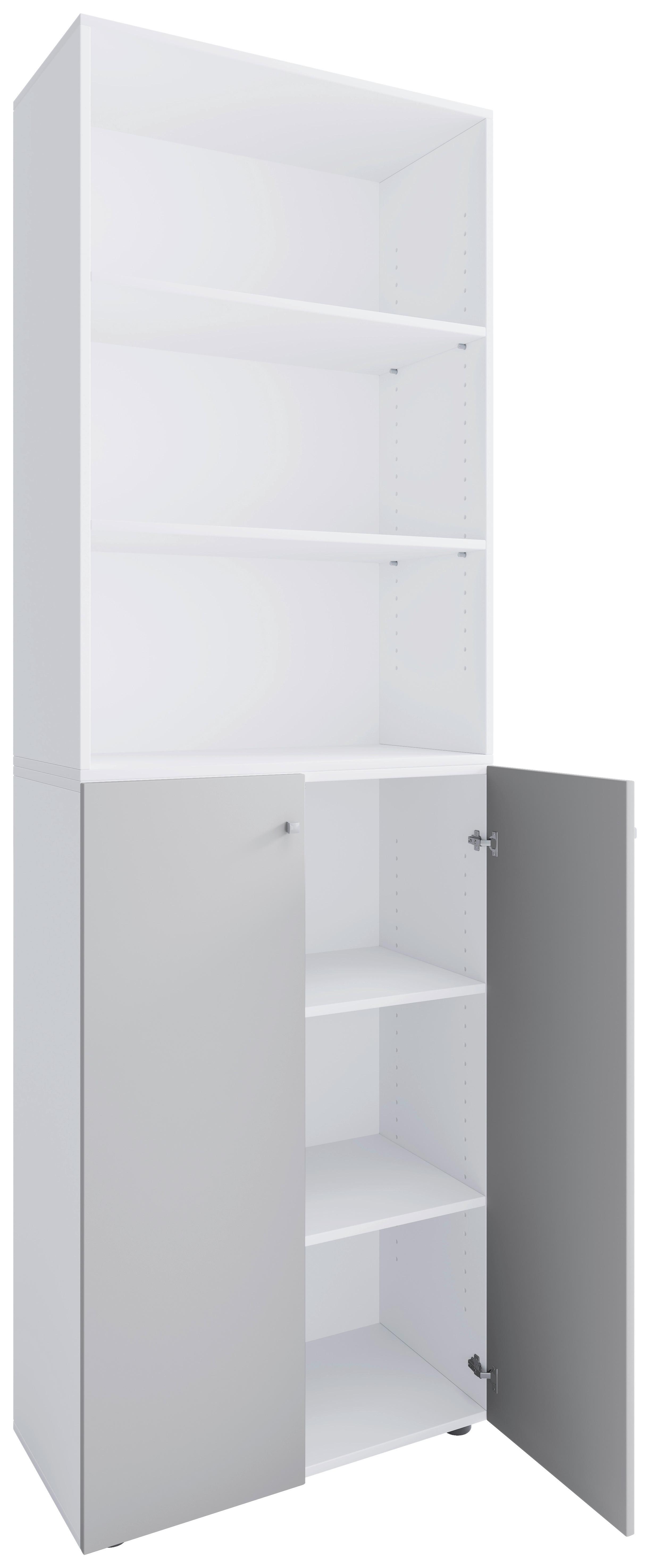 Schuhschrank LONA Grau/ Weiß ca. 70x220x40cm - Silberfarben/Schwarz, Design, Holzwerkstoff/Kunststoff (70/220/40cm) - MID.YOU