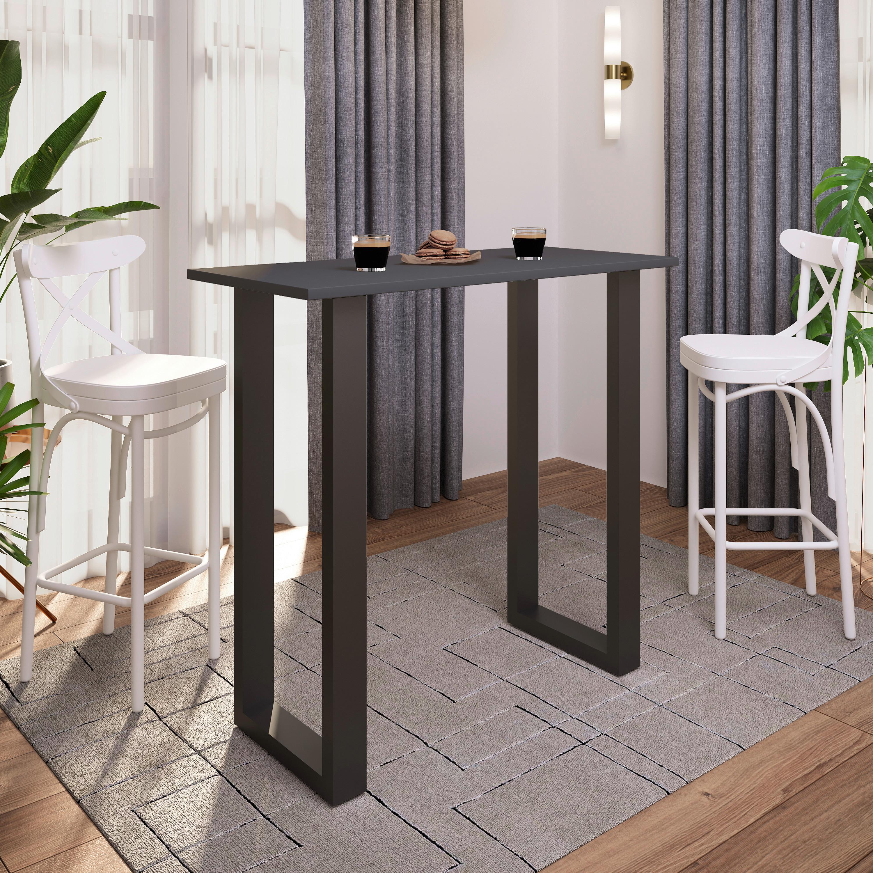 Bartisch XONA Anthrazit/ Schwarz ca.110x102x50cm - Anthrazit/Schwarz, KONVENTIONELL, Holzwerkstoff/Metall (110/50/102cm)