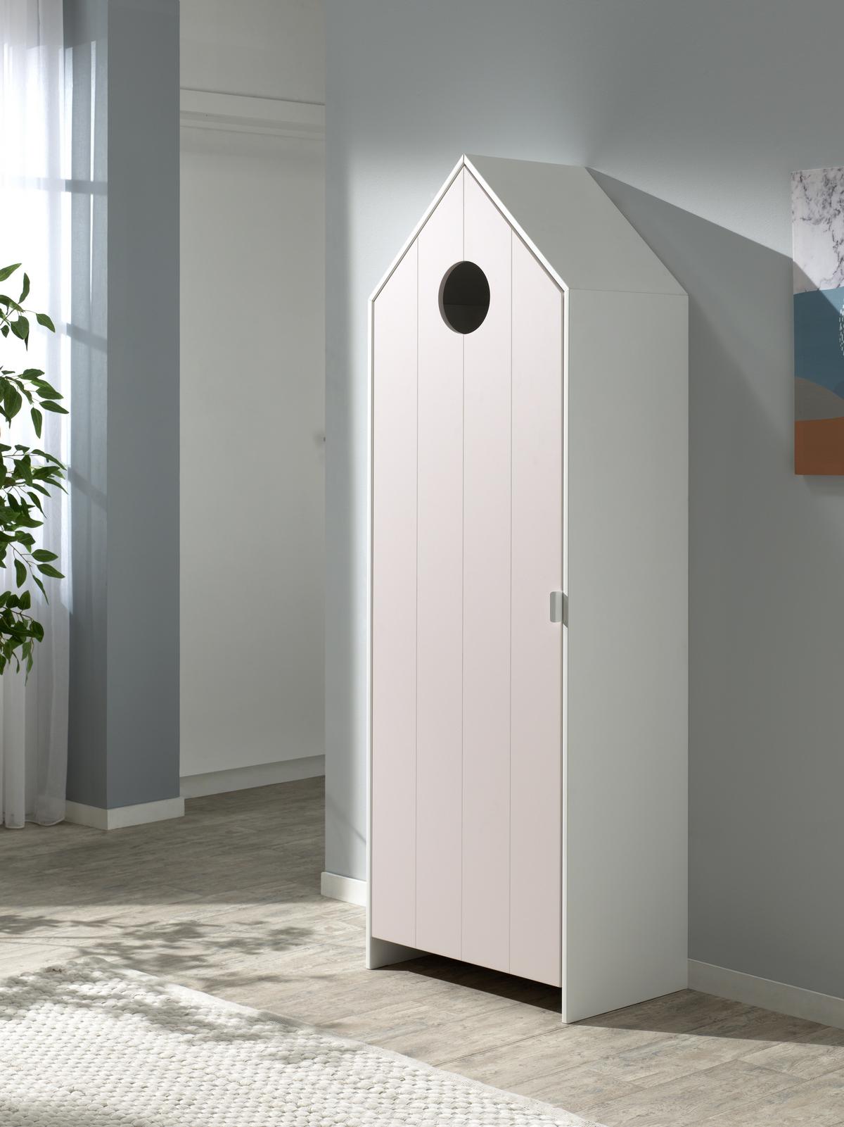 Kinderkleiderschrank Casami Weiß/Rosa - Rosa/Weiß, MODERN, Holzwerkstoff (57,6/171,3/37cm) - Vipack
