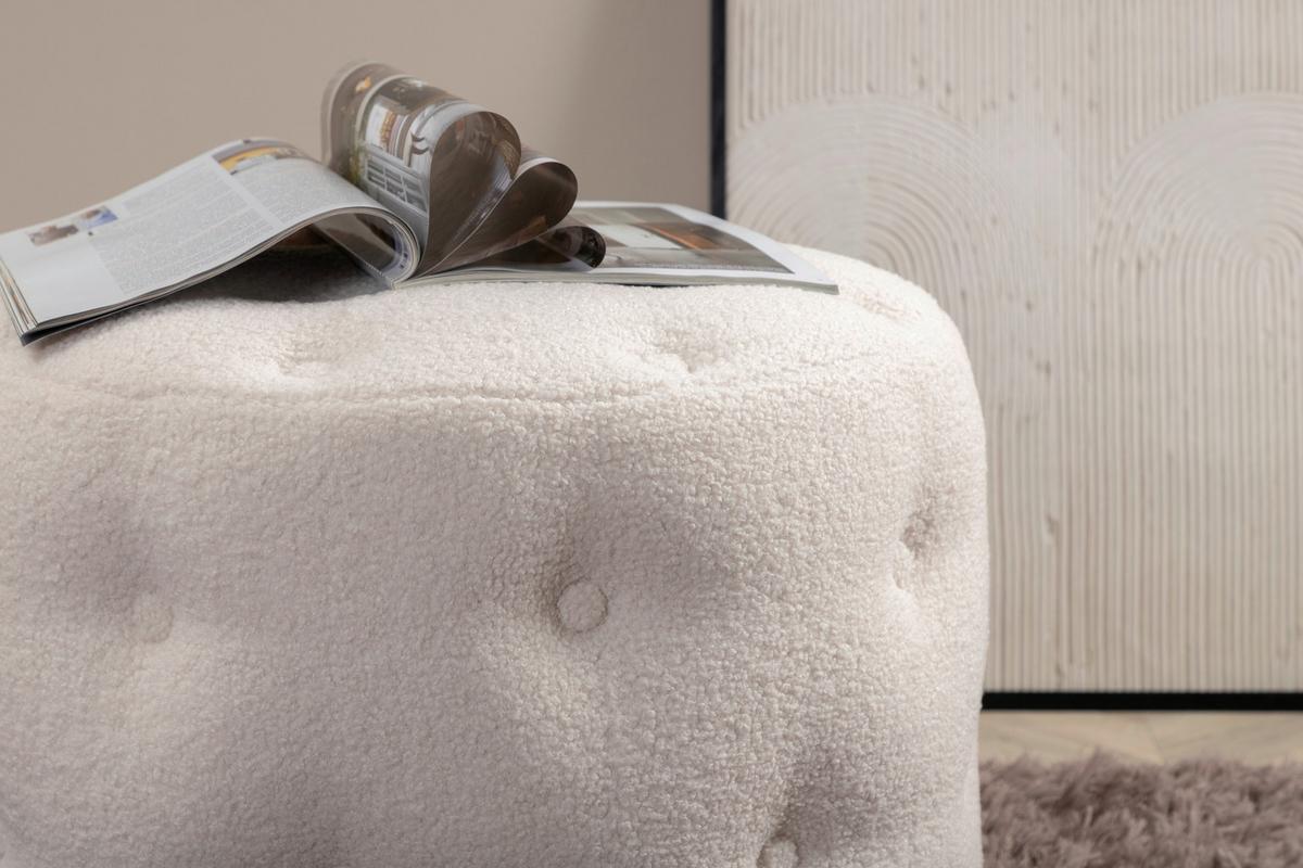POUF BENJAMIN - Weiß, Design, Kunststoff/Textil (55/44/55cm) - Livetastic