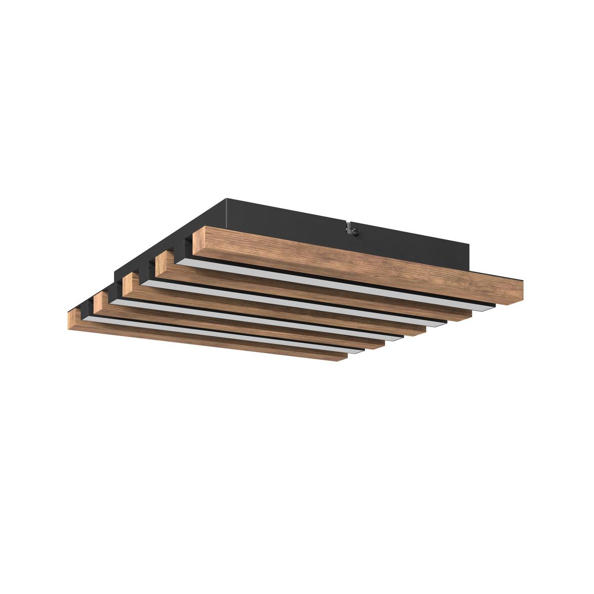 Led Stropna Svjetiljka Hayden - bijela/tamno smeđa, Natur, drvni materijal/metal (30/30/5cm)
