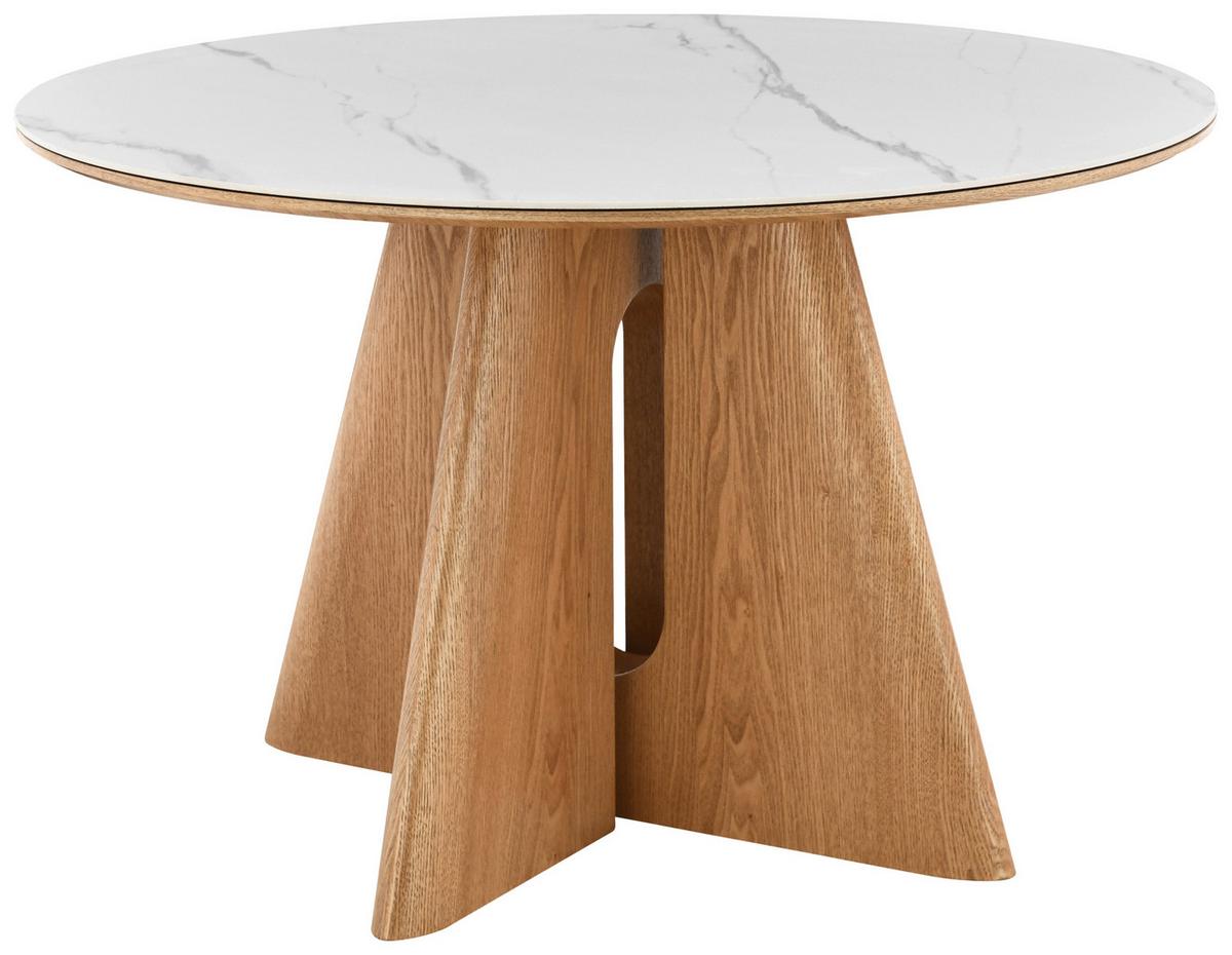 Jedilna Miza Otis, Barva Hrasta, Bela, Ø 120 - barve hrasta/bela, Moderno, kamen/leseni material (120/75cm) - Livetastic