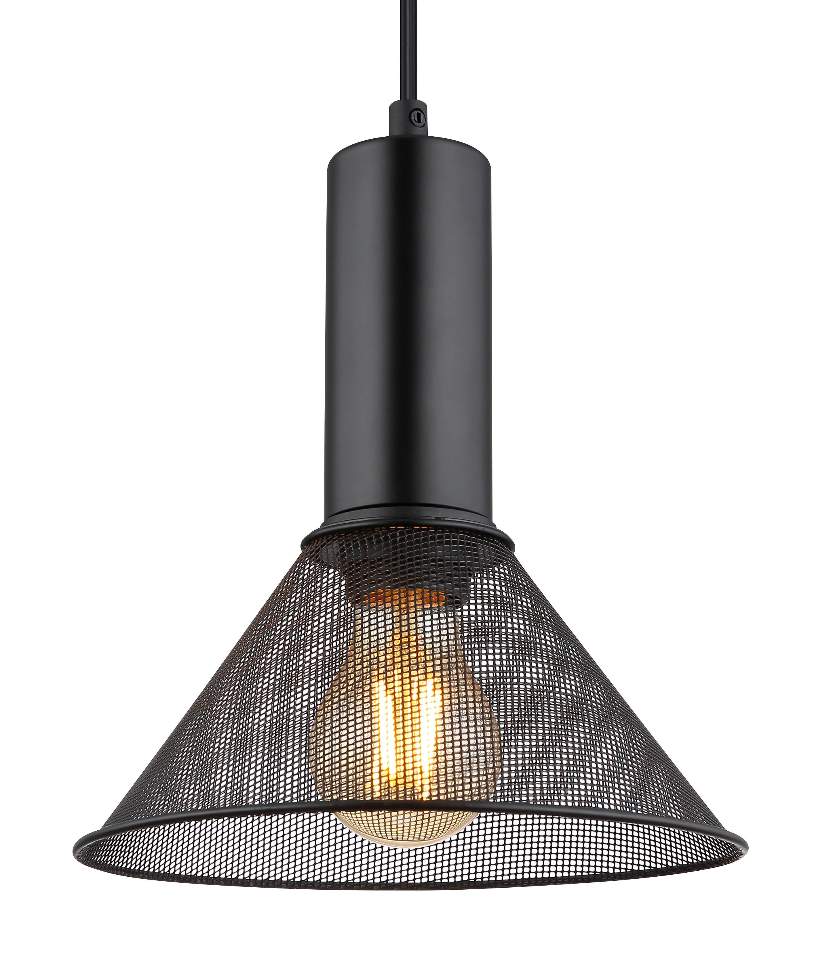 Hängeleuchte Jedd in Schwarz max. 60 Watt - Schwarz, Kunststoff/Metall (21/120cm) - Globo