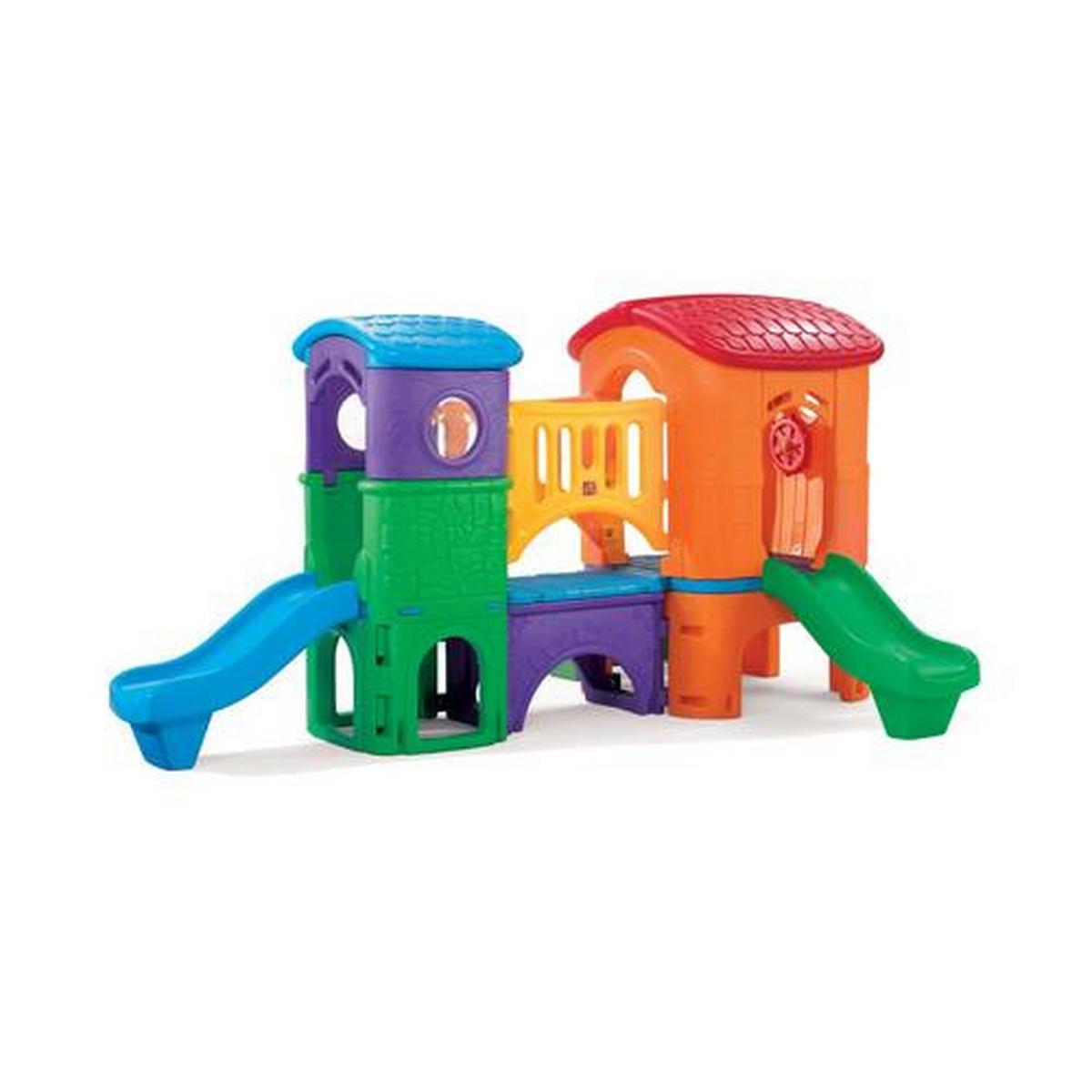 Spielturm Clubhouse aus Kunststoff - Blau/Grün, Basics, Kunststoff (348/177,8/232,4cm) - Ambia Garden
