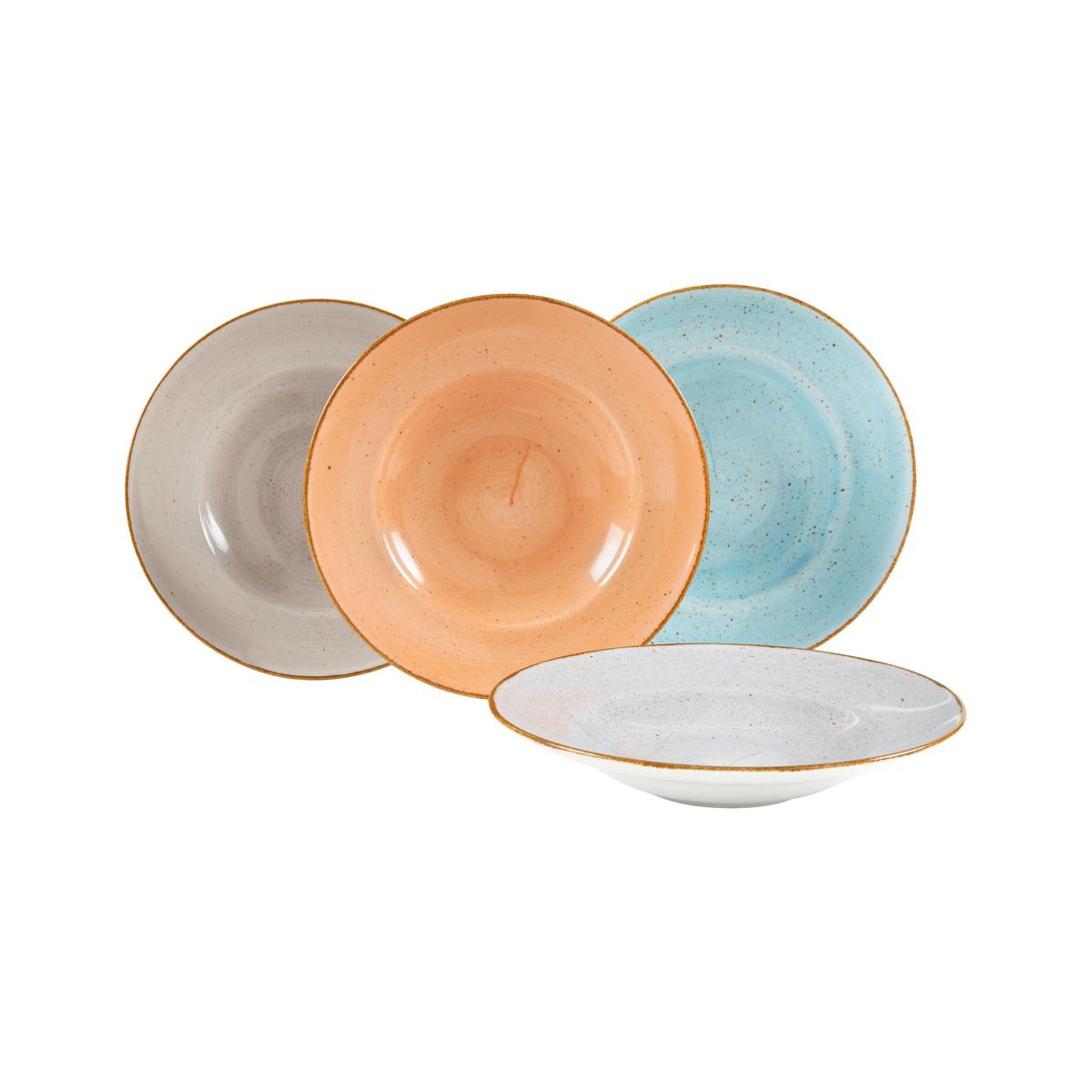 Set Krožnikov Za Testenine Vintage Nature Bunt, 4-Delni - svetlo modra/umazano rjava, Basics, keramika (27cm) - Creatable