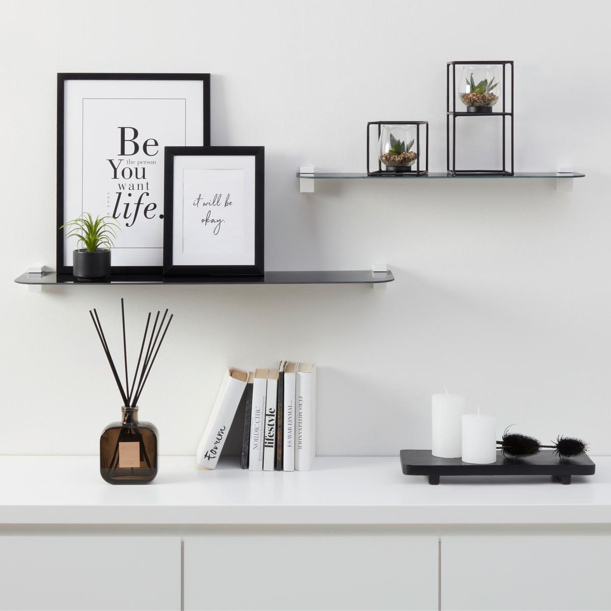 Stenska Polica Gerundet, Kaljeno Steklo, Črna, 60 Cm - črna, steklo (60/0,4/15cm) - Mömax