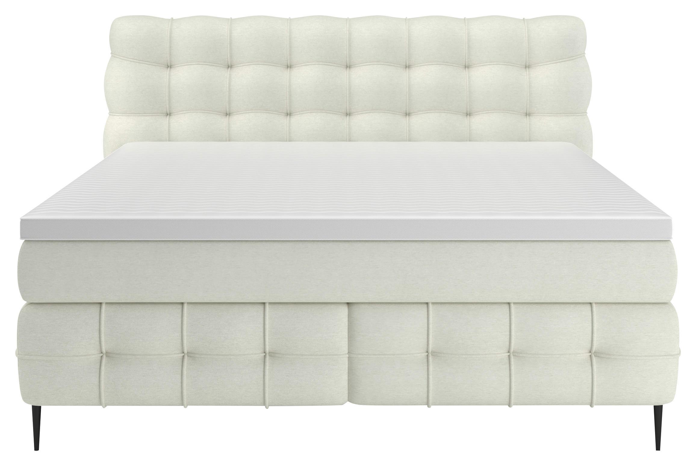 Boxspring Postelja Scarlett - črna/krem barve, Konvencionalno, kovina/tekstil (180/200cm)
