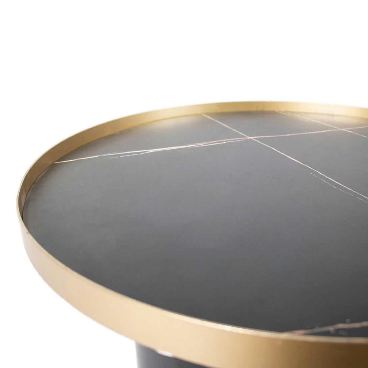 Măsuță de cafea LOTUS - auriu/negru, Modern, metal/material pe bază de lemn (55/43/55cm) - Modern Living