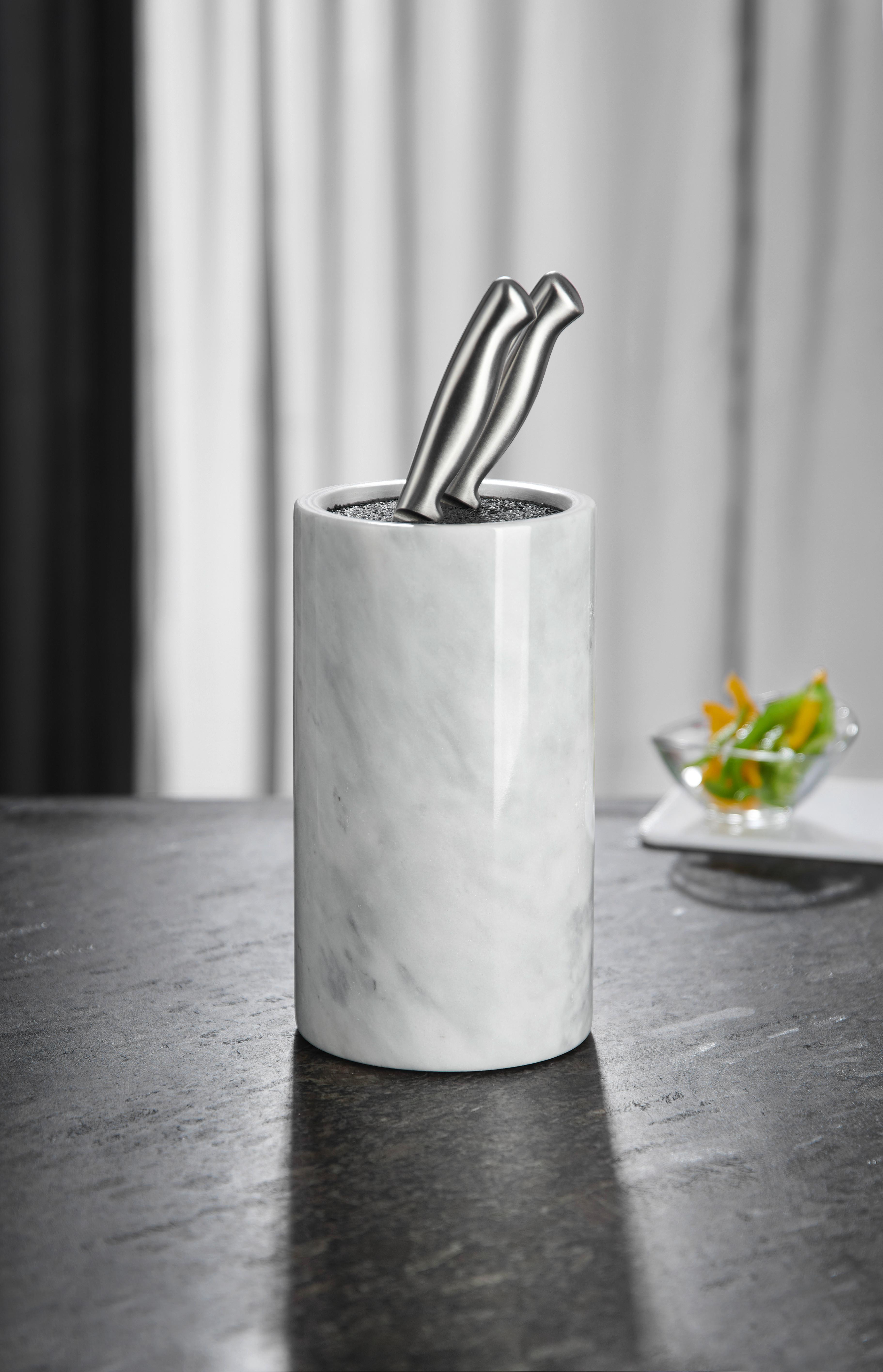 Messerblock Marble in Weiss Marmor - Weiss, Modern, Kunststoff/Stein (13/23cm) - Premium Living