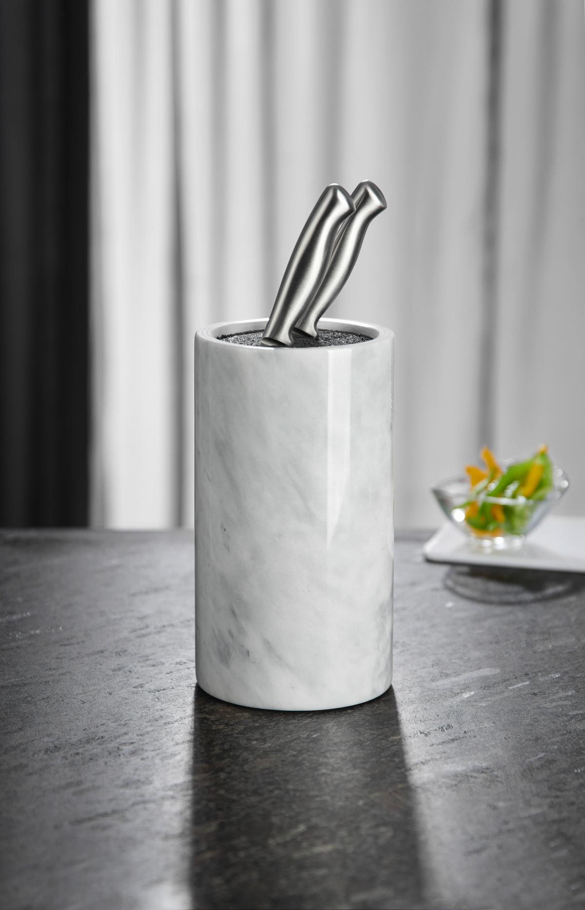 Messerblock Marble in Weiß Marmor - Weiß, MODERN, Kunststoff/Stein (13/23cm) - Premium Living