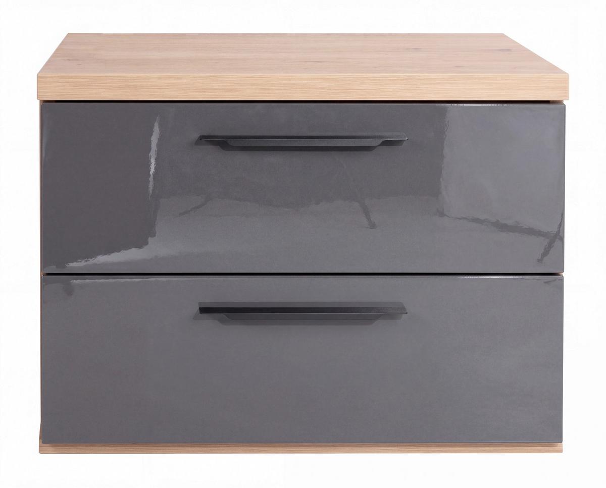 Noćni Stočić Sposami - siva visoki sjaj/crna, Moderno, metal/pločasti materijal (60/44/40cm) - Premium Living