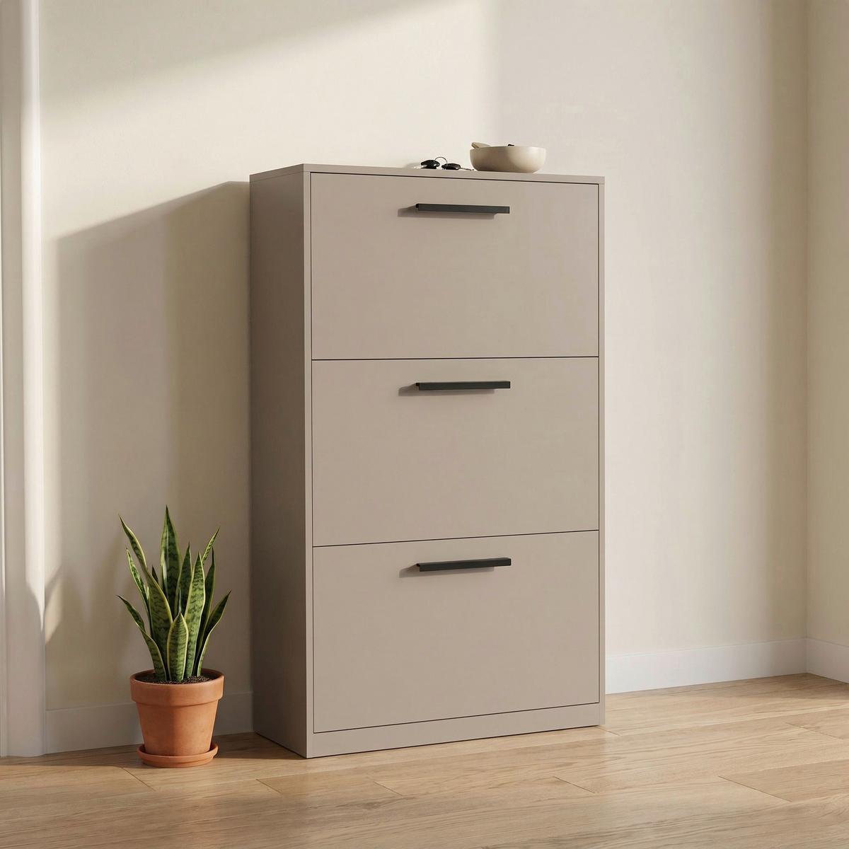 Dulap pentru pantofi LEON 3 - cașmir, Basics, material pe bază de lemn (64/119,7/19cm) - Modern Living