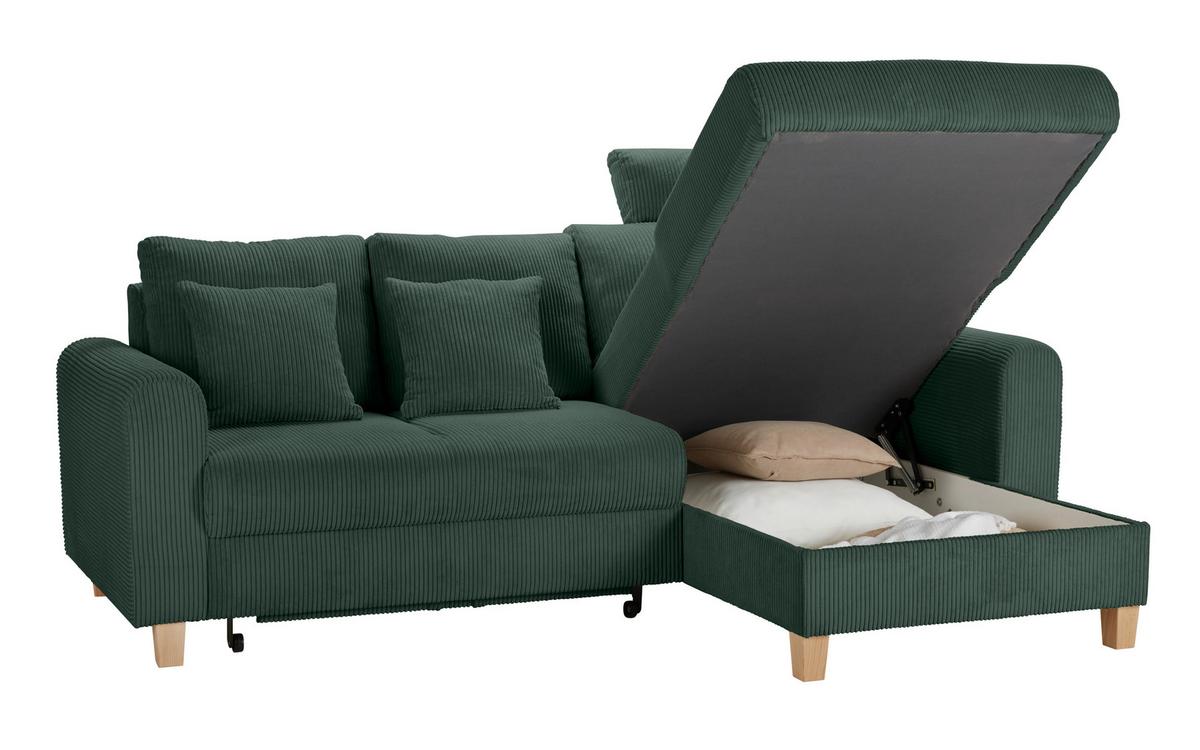 Kutna Garnitura Lille - zelena/svijetlo smeđa, Moderno, tekstil/drvo (232/110/156cm) - Best Price