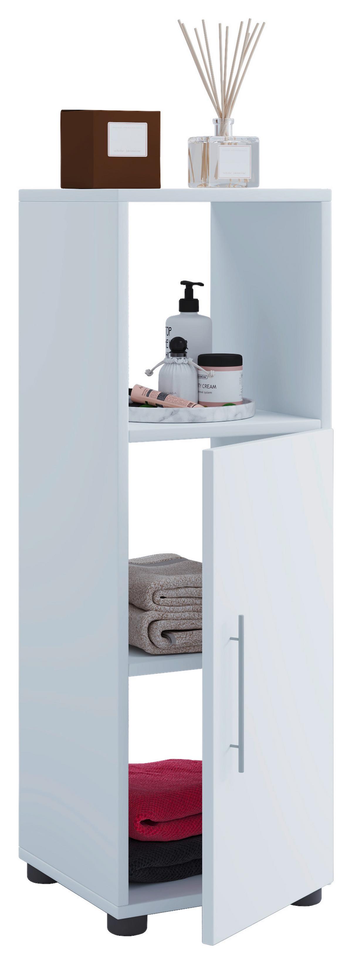 Midischrank Flandu ca. 31x93 cm Weiß - Silberfarben/Schwarz, KONVENTIONELL, Holzwerkstoff/Kunststoff (31/93/30cm) - MID.YOU