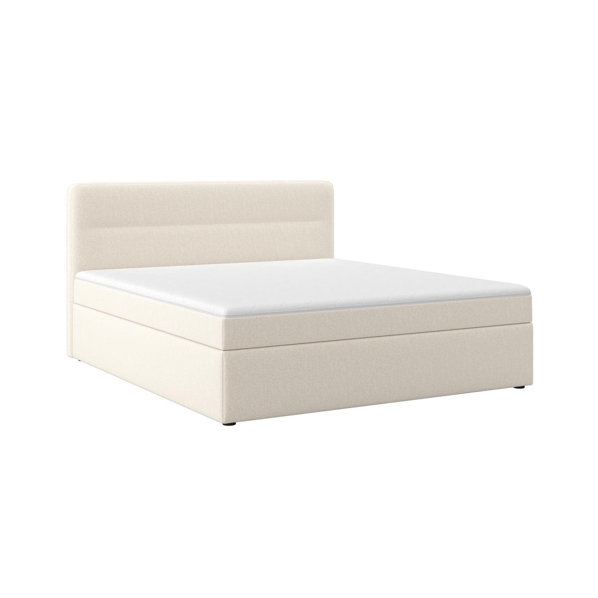 Pat boxspring bej Marco cca 160x200 cm bej cu topper - crem, Modern, lemn/textil (160/200cm) - Bessagi