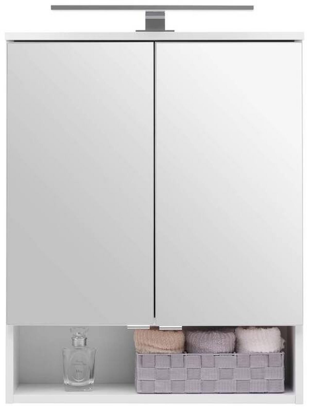 Element S Ogledalom Fresh - bijela visoki sjaj/boje kroma, Konvencionalno, staklo/drvni materijal (60/75/20cm) - Modern Living