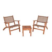 Balkonset 3-tlg. Eukalyptusholz - Eukalyptusholzfarben/Hellgrau, Basics, Holz/Kunststoff (81/75/61cm) - Gardenson