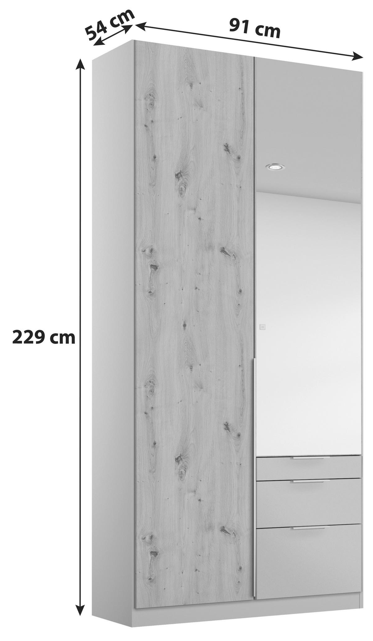 DULAP USI ROTATIVE ALABAMA - argintiu/gri deschis, Modern, material pe bază de lemn (91/229/54cm)