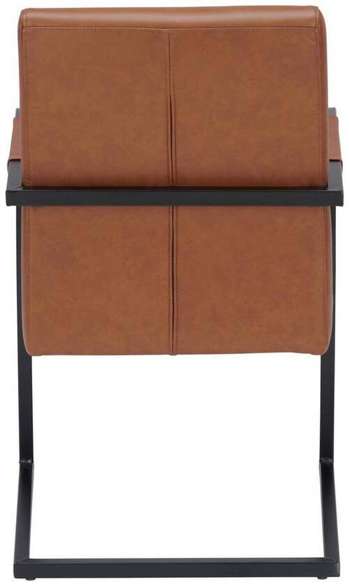 KRZESŁO Z PODŁOKIETNIKAMI LEONIE - czarny/koniak, Design, skóra/metal (55/91/64cm) - Ambia Home