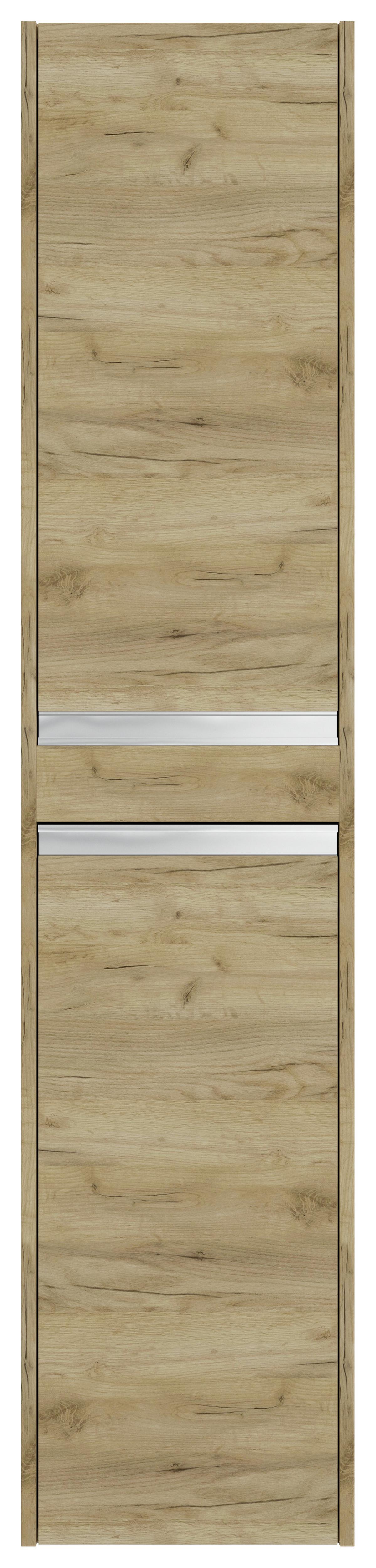 SZAFKA WYSOKA NENA DĄB 35 CM - kolor dębowy/kolor chromowy, Modern, materiał drewnopochodny/metal (35/160/30cm) - MID.YOU