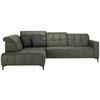 Ecksofa Panama links Olivgrün - Schwarz/Olivgrün, KONVENTIONELL, Textil/Metall (216/89-102/304cm) - Premium Living