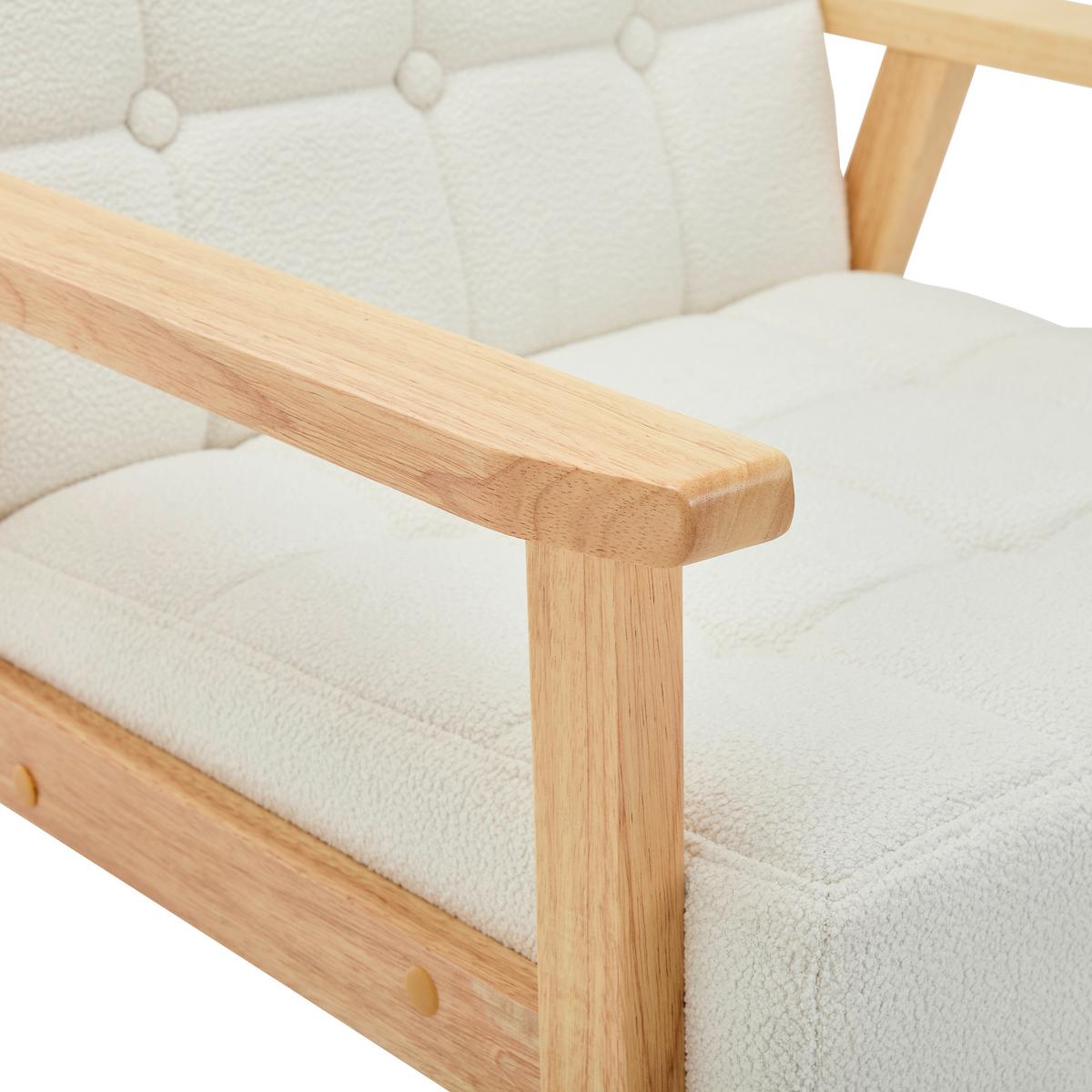 FOTEL NOELLE - kolor naturalny/biały, Trend, tkanina/drewno (64/77,5/67cm) - P & B
