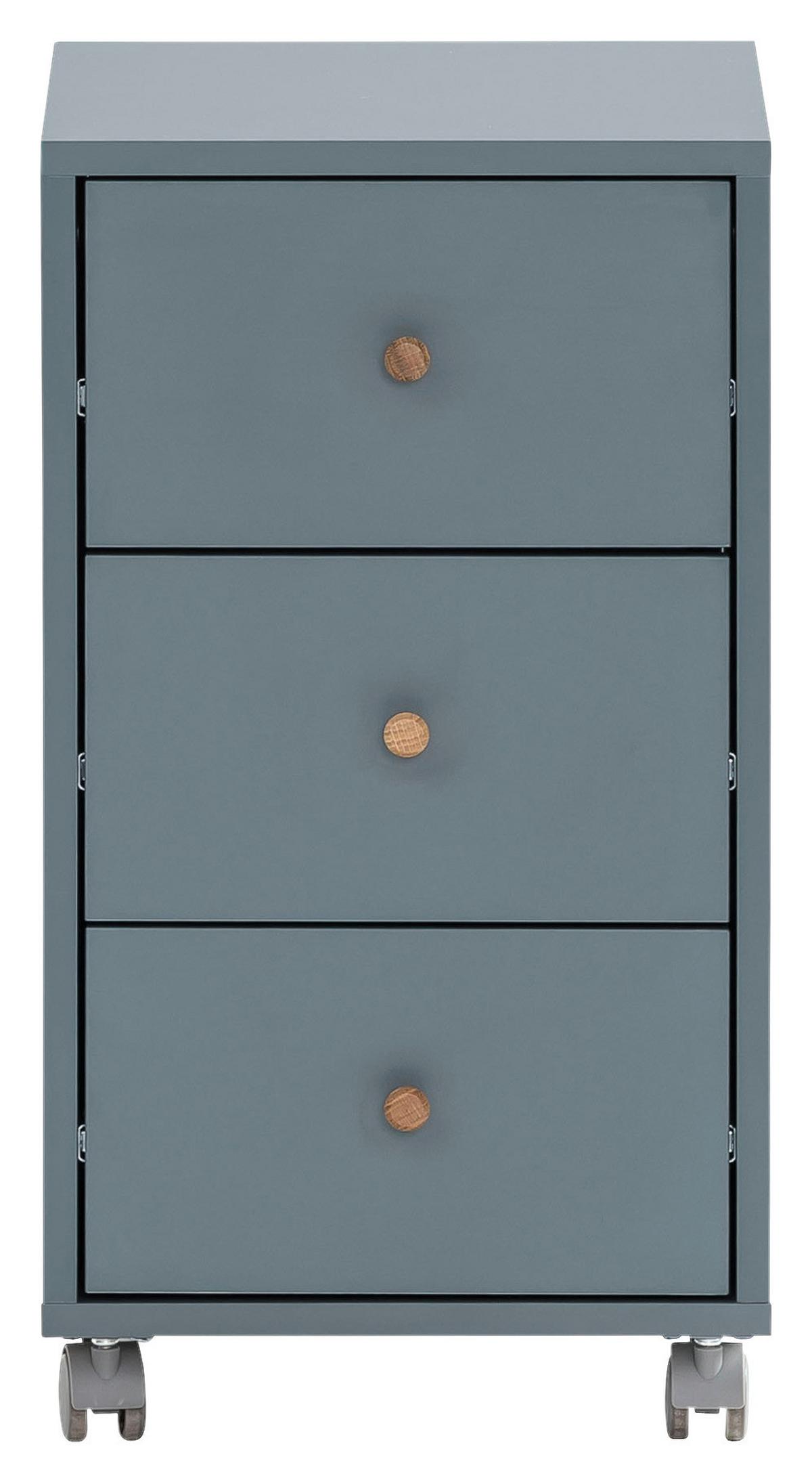 Rollcontainer Serie 500 Blau ca. 32,6x59,7x39,1cm - Blau, MODERN, Holz/Holzwerkstoff (32,6/59,7/39,1cm) - MID.YOU