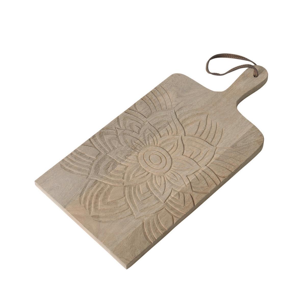 Dekotablett Mandalia I in Naturfarben - Naturfarben, Basics, Holz (50/2/25cm) - Modern Living