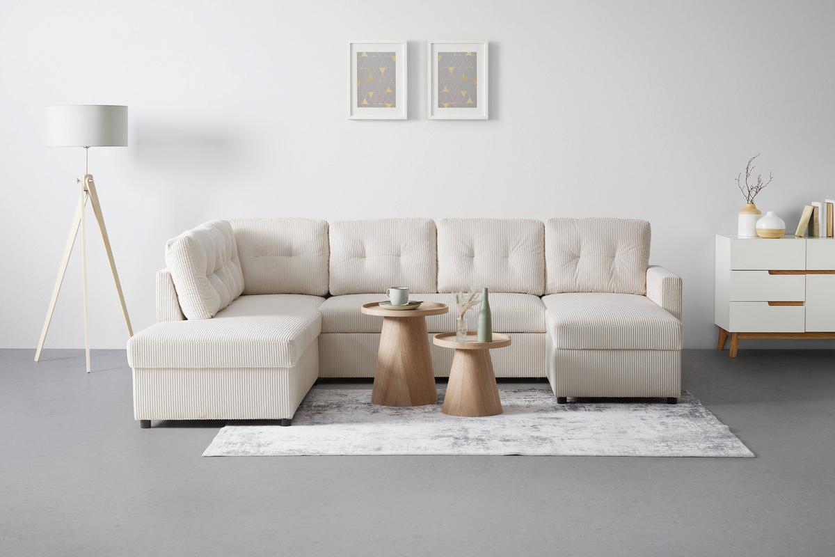 Sarokkanapé Martina - bézs, Modern, faalapú anyag/textil (204/89/276cm) - Mömax